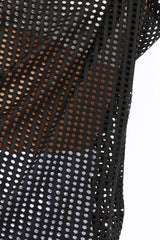 Black Laser Cut Top with Crew neck and Dip Hem - Keelani