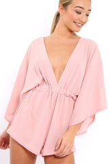 Rose Kimono Plunge Playsuit - Alisa