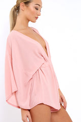 Rose Kimono Plunge Playsuit - Alisa