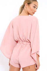 Rose Kimono Plunge Playsuit - Alisa