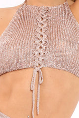 Rose Gold Metallic Co-ord Set - Klaire