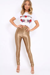 Bronze High Waisted Disco Pants - Deena