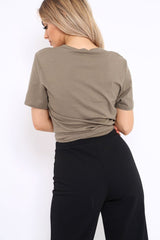 Khaki Rebellious Slogan T-shirt - Casey