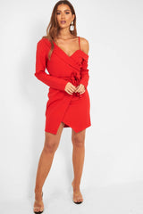 Red Off The Shoulder Blazer Dress - Halia