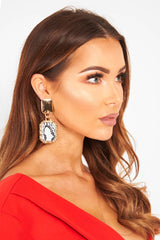 Gold Snake Print Drop Earrings - Navina