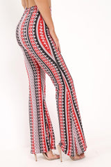 Red Aztec Print Flare Trousers - Brena