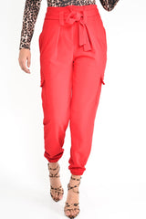 Red Paper Bag Cargo Pocket Trousers - Brette