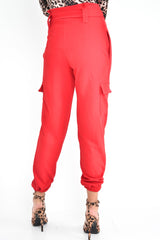 Red Paper Bag Cargo Pocket Trousers - Brette