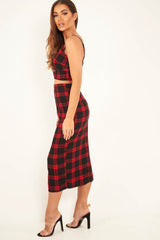 Red Check Bralet And Midi Skirt Co-ord - Caden