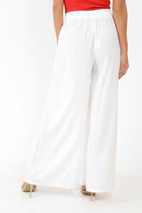 White Wide Leg Belted Split Front Trousers - Aamira