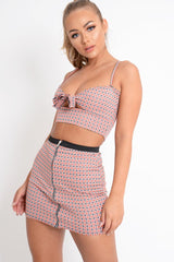Red Check Bralet and Skirt Co-Ord - Emileigh