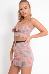 Red Check Bralet and Skirt Co-Ord - Emileigh