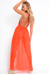 Red Wrap Chiffon Maxi Skirt - Eveah