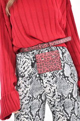 Red Leopard PU Envelope Bum Bag - Gabriana