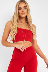 Red One Shouldered Crop Top - Kamri