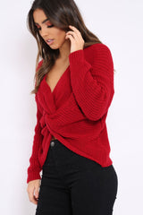 Red Knot Back Knit Jumper - Kerri