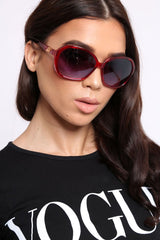 Red Retro Rounded Frame Sunglasses - Liza
