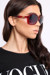 Red Retro Rounded Frame Sunglasses - Liza