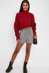 Red Cable Knit Sleeve Detail Jumper - Miyonna