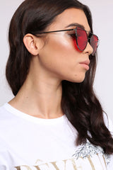 Red Metal Frame Aviator Sunglasses - Nell
