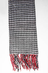 Red Tartan Fringe Trim Scarf - Elycia