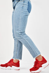 Red Lace Up Glitter Mesh Trainers - Tasmina