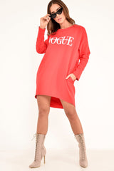 Red Vogue Slogan Oversized Jumper - Bray