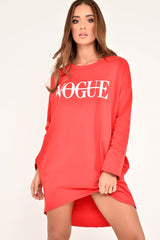 Red Vogue Slogan Oversized Jumper - Bray