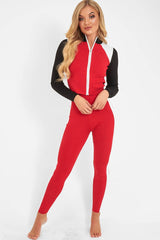Red White Black Striped Tracksuit - Greylynn