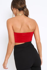 Red V Front Velvet Boob Tube - Evelyn