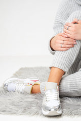 Red Grey Yellow Mesh Trainers - Skyy