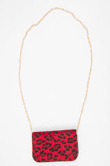 Red Leopard Faux Pony Hair Belt Bag - Melva