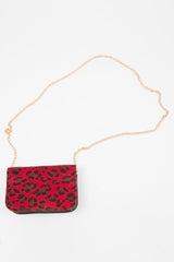 Red Leopard Faux Pony Hair Belt Bag - Melva
