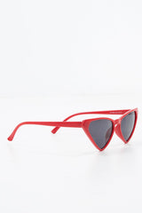 Red Triangle Slim Cat Eye Sunglasses - Zeina