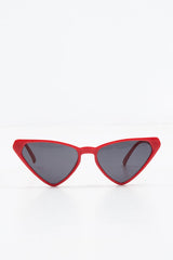 Red Triangle Slim Cat Eye Sunglasses - Zeina