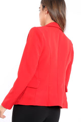 Red Tailored Blazer with Silver Button Detailing - Rhetta
