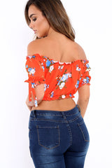 Red Floral Frill Gypsy Top - Maysia
