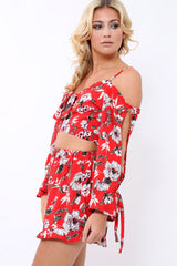 Red floral Shorts - Dahlia