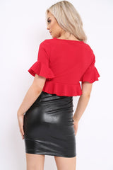 Red Frill Hem Crop Top - Iyannah