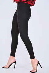 Black Tapered Trousers With Silver Buckle - Zyana