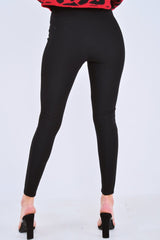 Black Tapered Trousers With Silver Buckle - Zyana