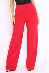 Red High Waisted Wide Leg Trousers - Maise
