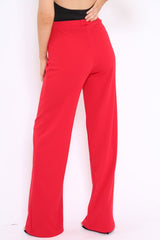 Red High Waisted Wide Leg Trousers - Maise