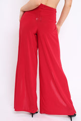 Red Slinky Split Front Trousers - Karly