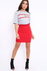 Red Ruffle Hem Mini Skirt - Abagail