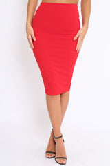 Red Midi Bodycon Skirt - Tiffy
