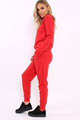 Red Sweatshirt and Joggers Loungewear Set - Evalin