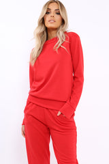 Red Sweatshirt and Joggers Loungewear Set - Evalin