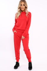 Red Sweatshirt and Joggers Loungewear Set - Evalin