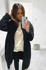 Black Faux Fur Teddy Coat - Reegan
